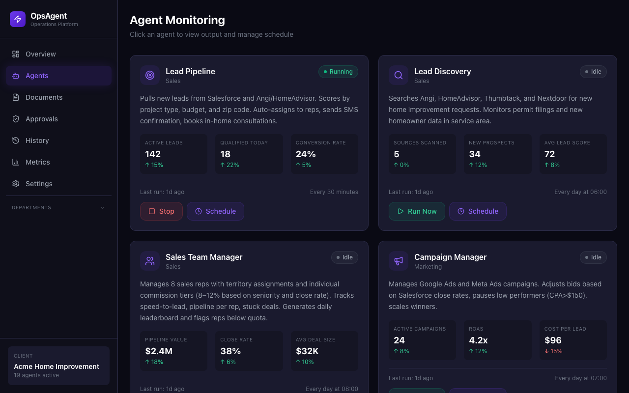 OpsAgent Dashboard — Agent Monitoring